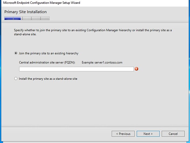 installing system center configuraiton manager edited primary site installation