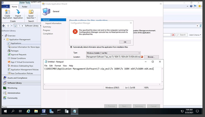 SCCM Application Deployment - File inaccessible