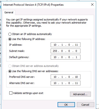 ip addresses for the second domain controller