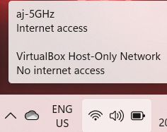 wifi name virtualbox host-only network no internet access